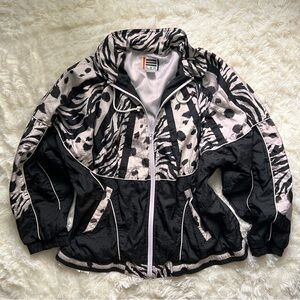 Vintage 80’s EVR Black and Grey Animal Print Windbreaker Jacket
